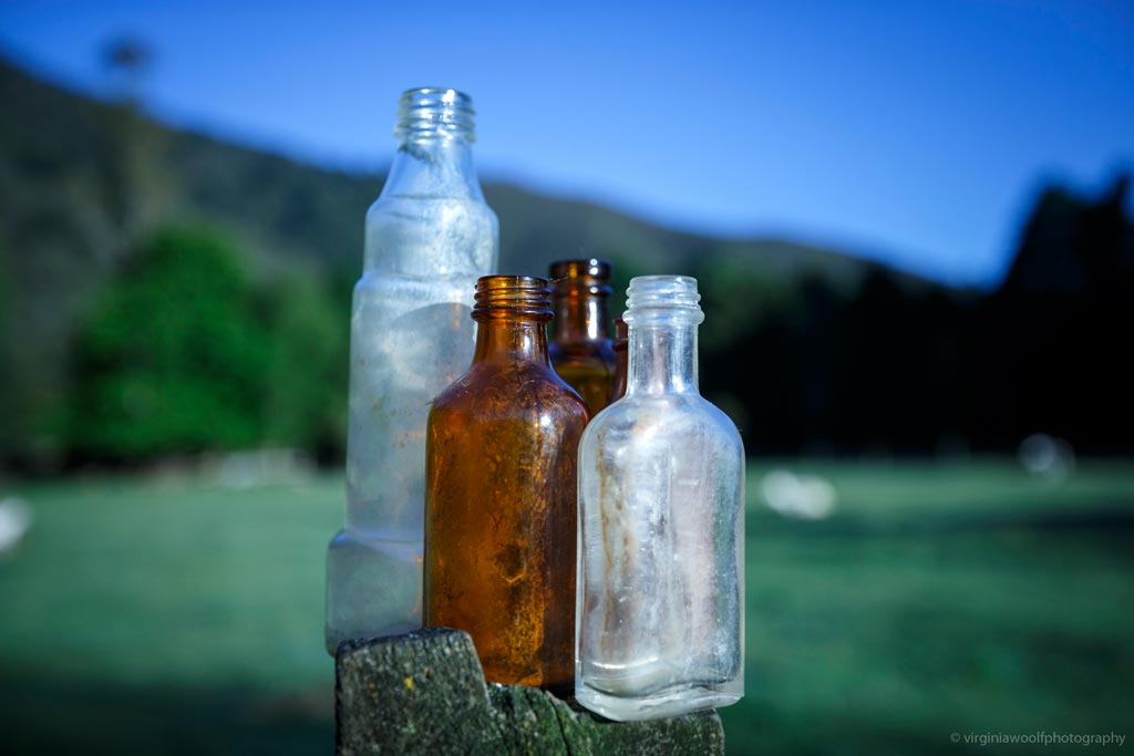 Historic bottles On the Track Lodge Nydia Bay