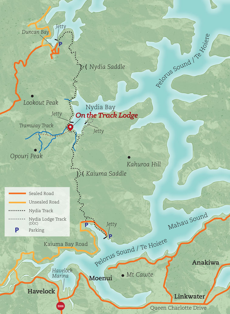 Map of Nydia Track On the Track Lodge