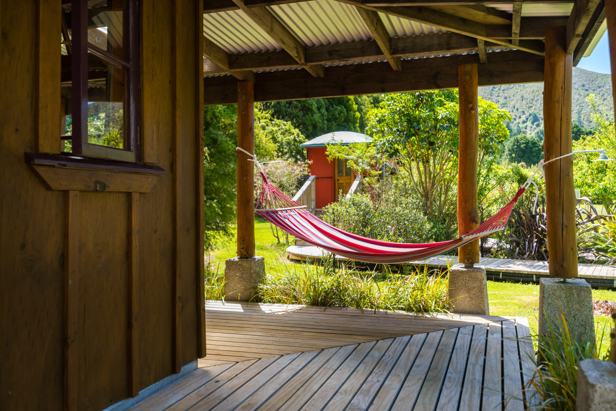 Hammock at On the Track Lodge Nydia Bay